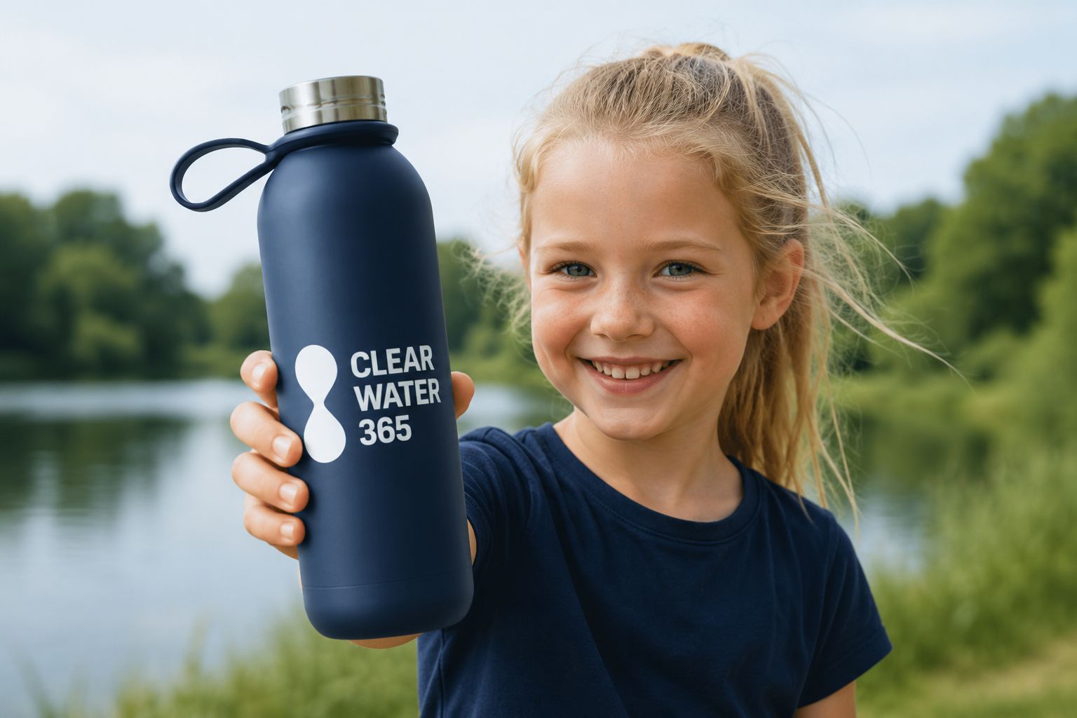 Meisje met Clearwater365-drinkfles